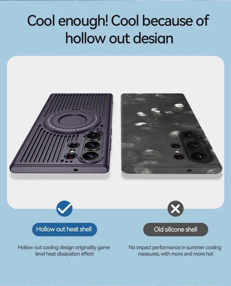 Samsung Galaxy S24 Ultra Magnetic Stand Hard Shell Cooling Case -Black
