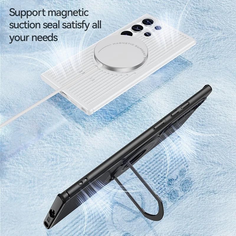 Samsung Galaxy S24 Ultra Magnetic Stand Hard Shell Cooling Case -Black