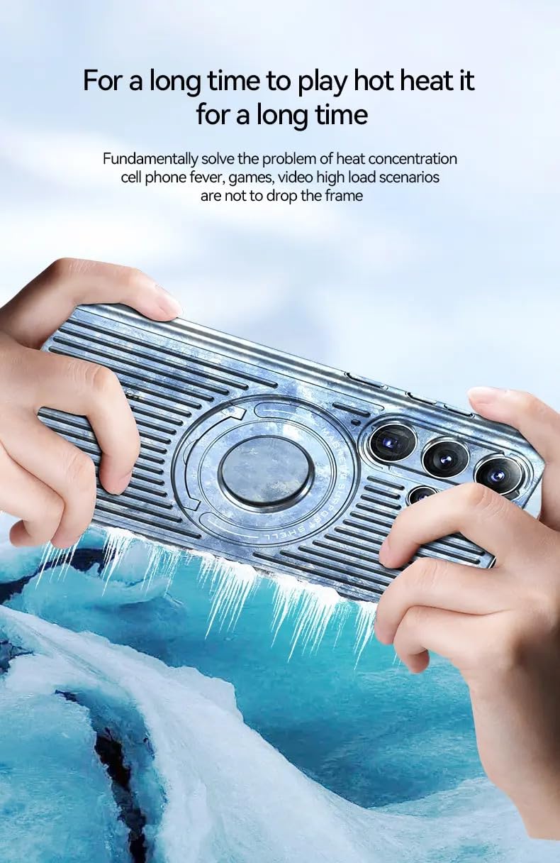 Samsung Galaxy S24 Ultra Magnetic Stand Hard Shell Cooling Case -Black