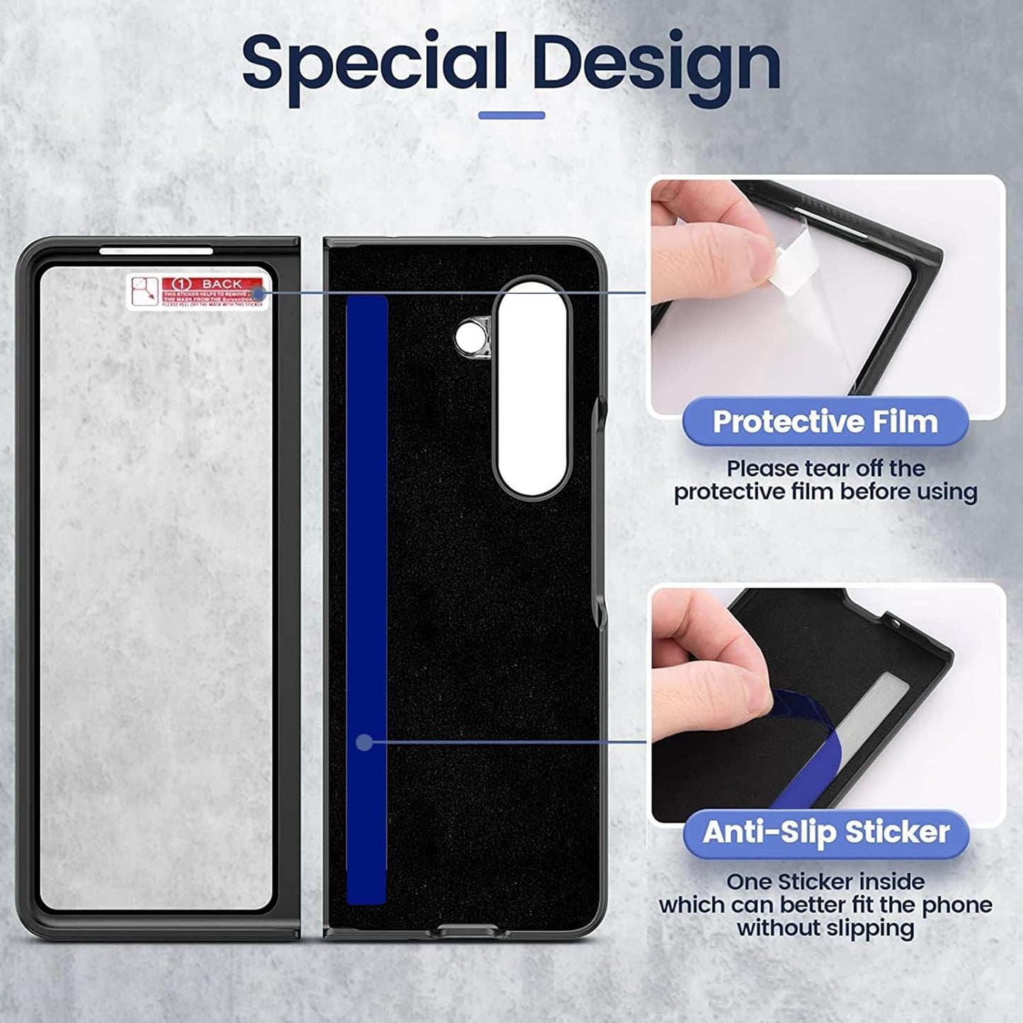Samsung Galaxy Z Fold6 Gold Plated Leather Case With Front Glass Protection - Brown