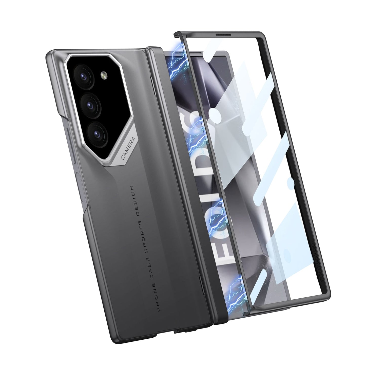 Samsung Galaxy Z Fold6 GKK Raptor Pro Case with Camera Hinge & Front Glass Protection - Gray