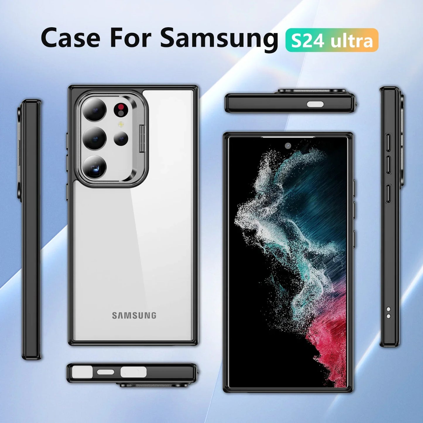 Samsung Galaxy S24 Ultra Camera Metal Stand Shockproof Case