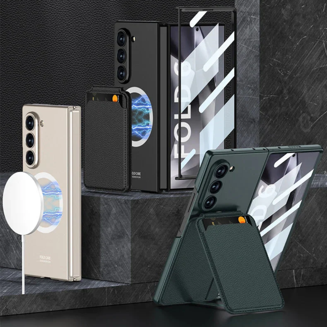 Leather Case With Magnetic Holder Wallet For Galaxy Z Fold