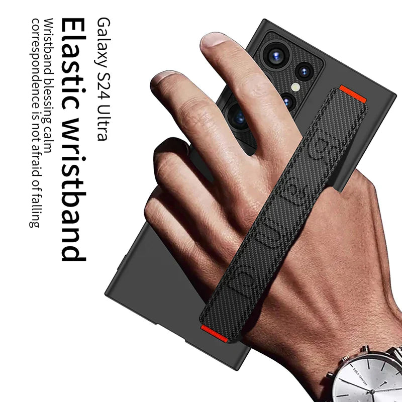 GKK Finger Hand Grip Band Belt Strap Case For Samsung Galaxy S24 Ultra Elastic Band Cover-White