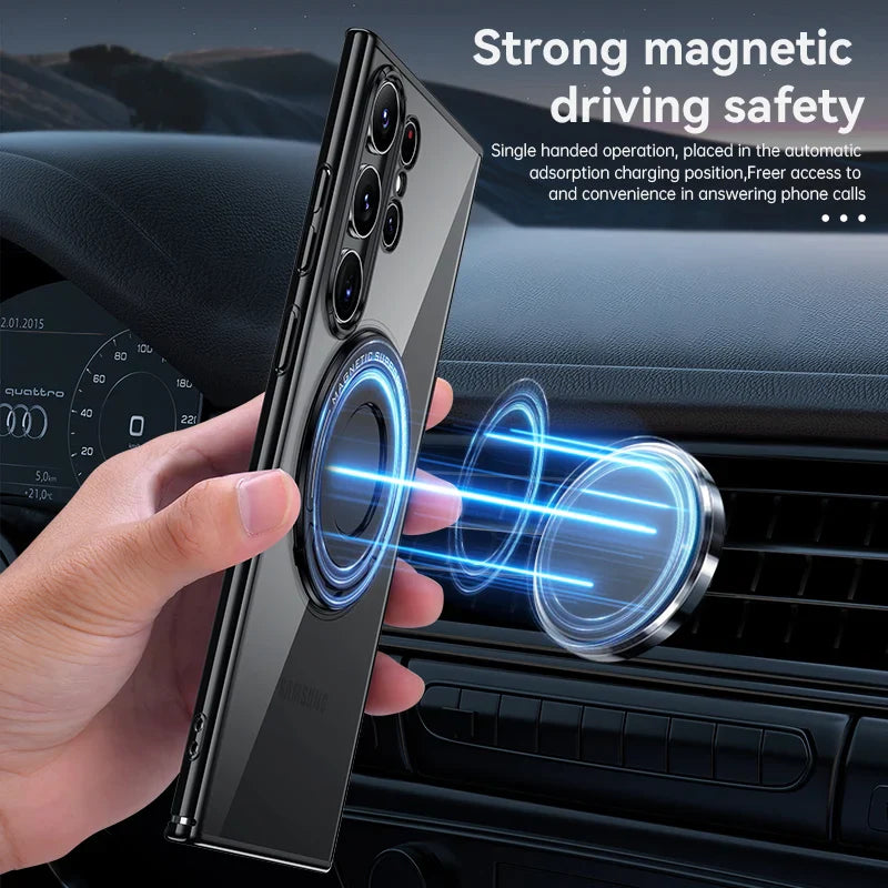 Samsung Galaxy S24 Ultra Invisible Magnetic Stand Anti Yellowing Electroplating Case - Green
