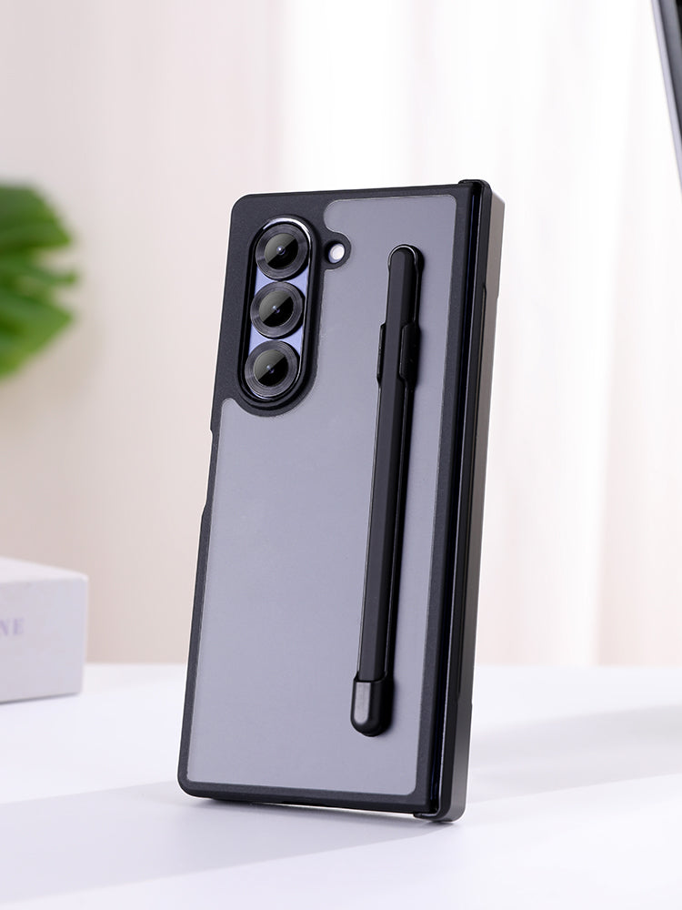 Samsung Galaxy Z Fold6 Shockproof Case with Hinge Protection S Pen Slot & Pen - Smoke