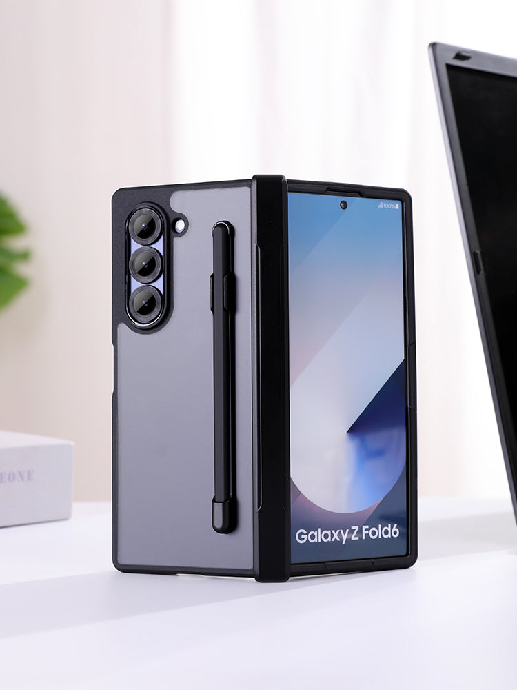 Samsung Galaxy Z Fold6 Shockproof Case with Hinge Protection S Pen Slot & Pen - Smoke