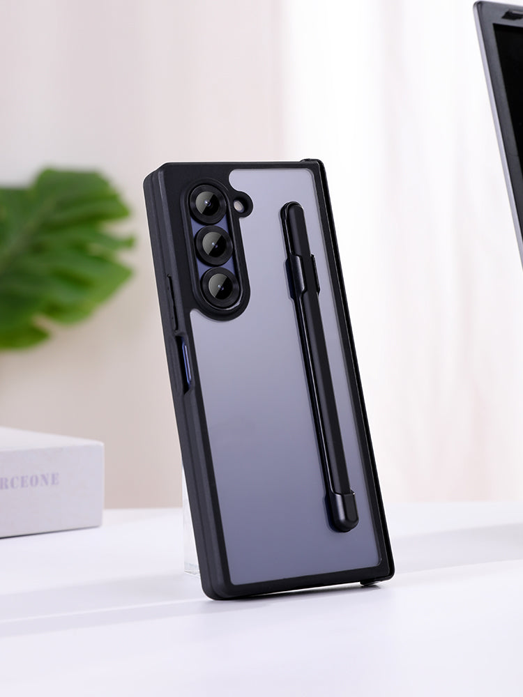 Samsung Galaxy Z Fold6 Shockproof Case with Hinge Protection S Pen Slot & Pen - Smoke