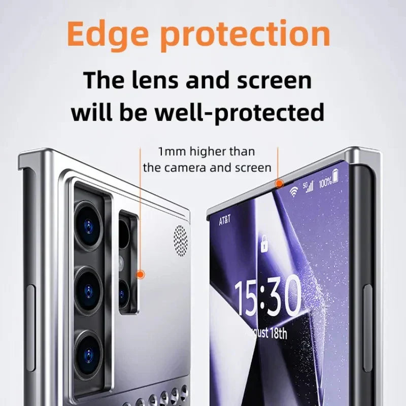 Samsung Galaxy S24 Ultra Heat Dissipation Aluminum Cooling Case with Aroma - Titanium
