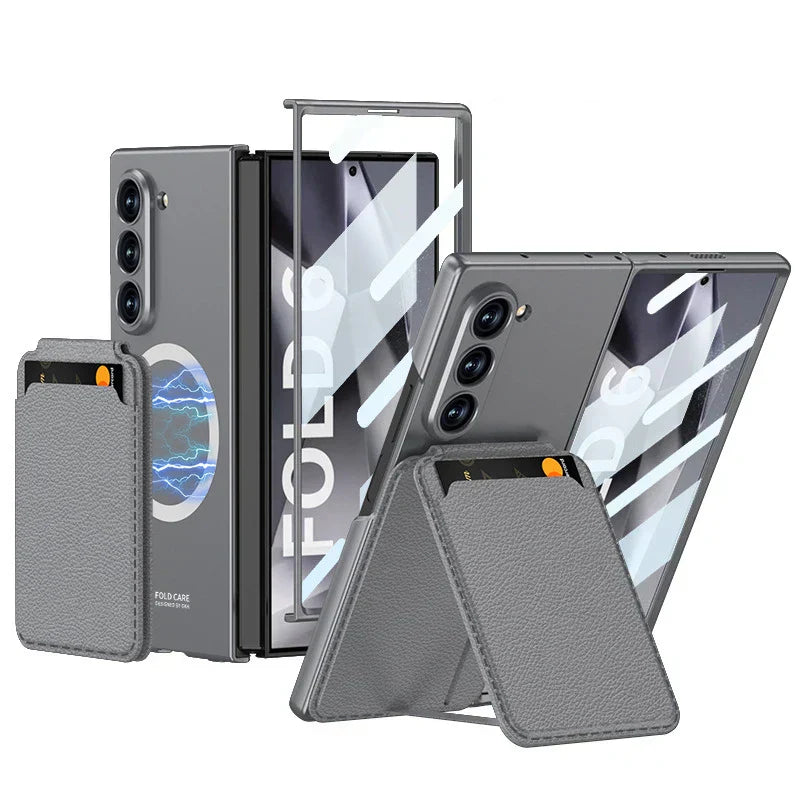 Leather Case With Magnetic Holder Wallet For Galaxy Z Fold
