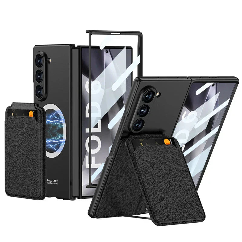 Leather Case With Magnetic Holder Wallet For Galaxy Z Fold