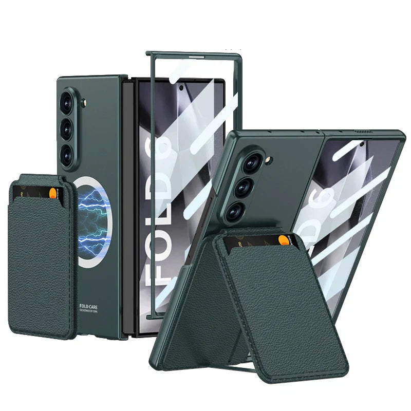 Leather Case With Magnetic Holder Wallet For Galaxy Z Fold