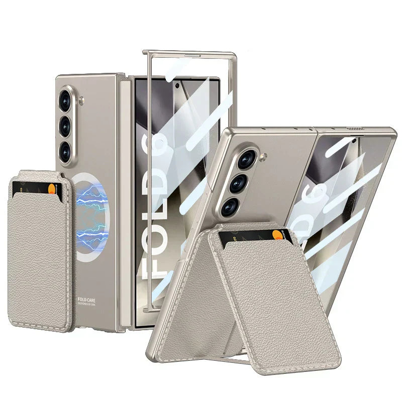 Leather Case With Magnetic Holder Wallet For Galaxy Z Fold
