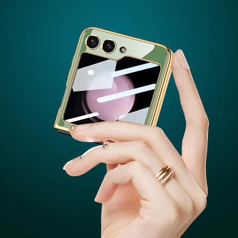 Elegent Lion Pattern Glass Case- Galaxy Z Flip Series