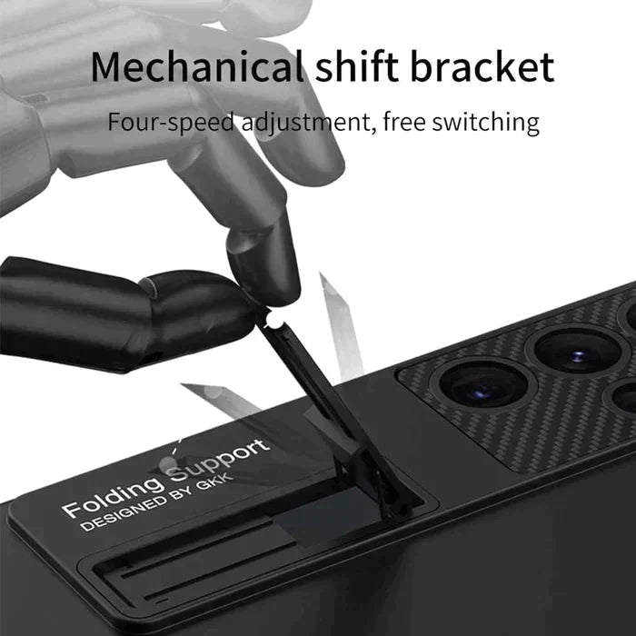 Samsung Galaxy S24 Ultra Luxury Cristal Clear Camera Carbon Back Cover With Stand