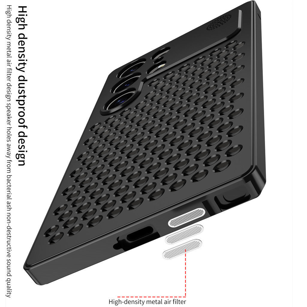 Metal Heat Dissipation Aromatherapy Aluminium Metal Case For Samsung Galaxy S24 Ultra - Black