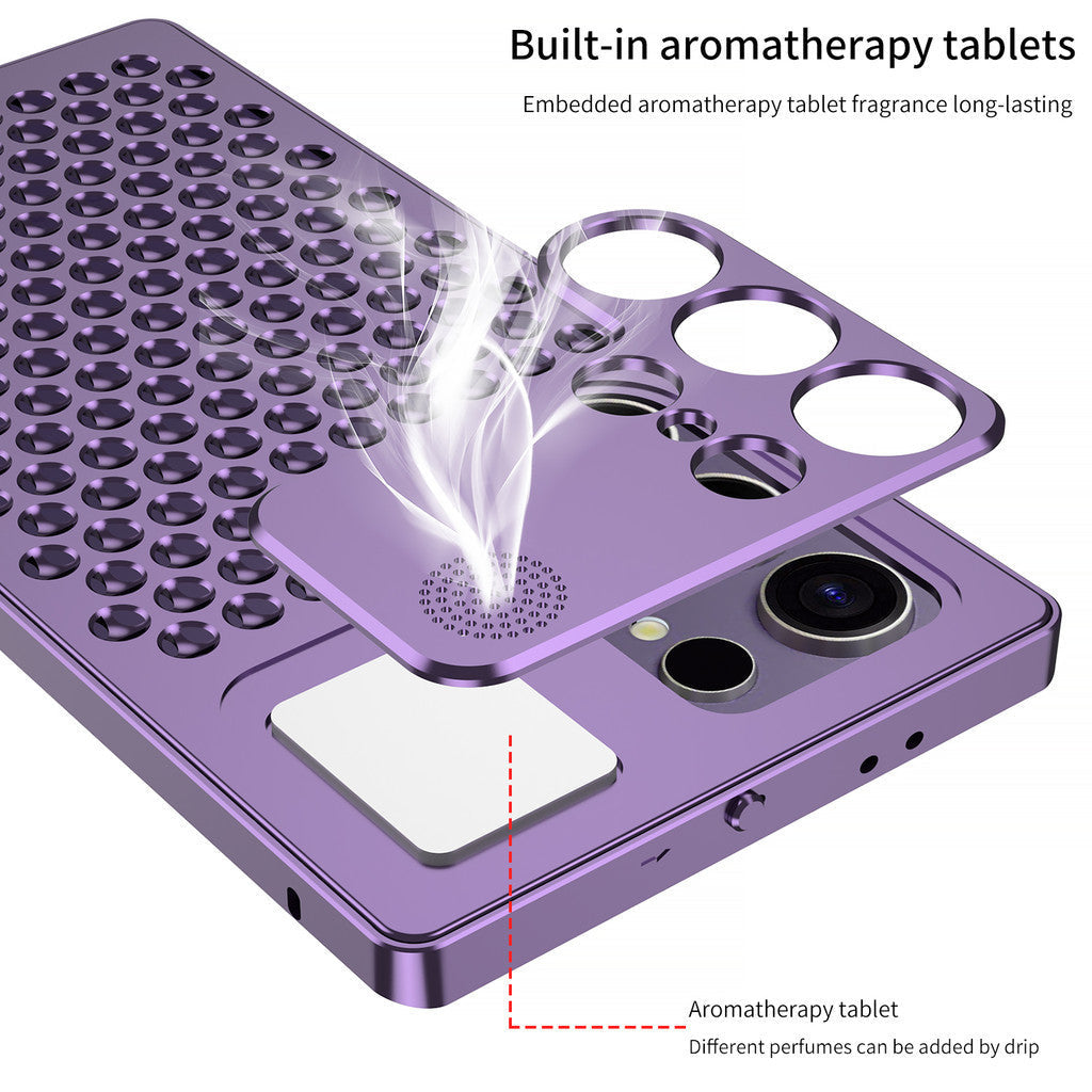 Metal Heat Dissipation Aromatherapy Aluminium Metal Case For Samsung Galaxy S24 Ultra - Black