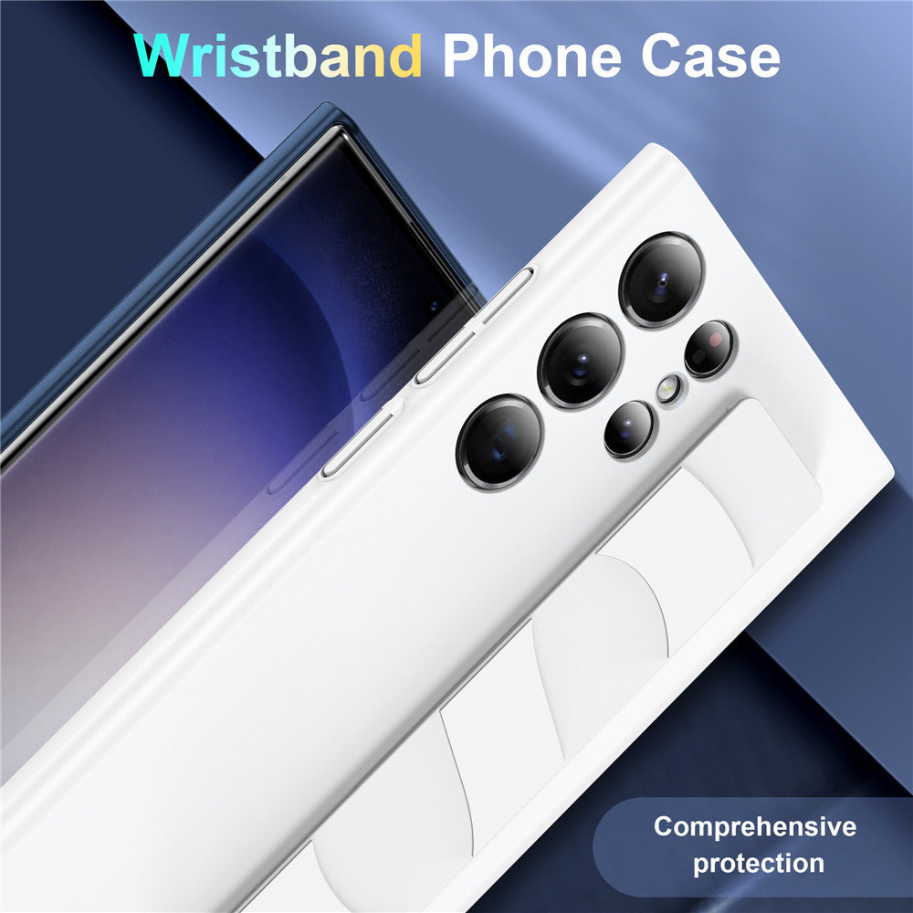 Samsung Galaxy S24 Ultra Hard PC Case with Luxury Elastic Silicone Wrist Strap - Transparent