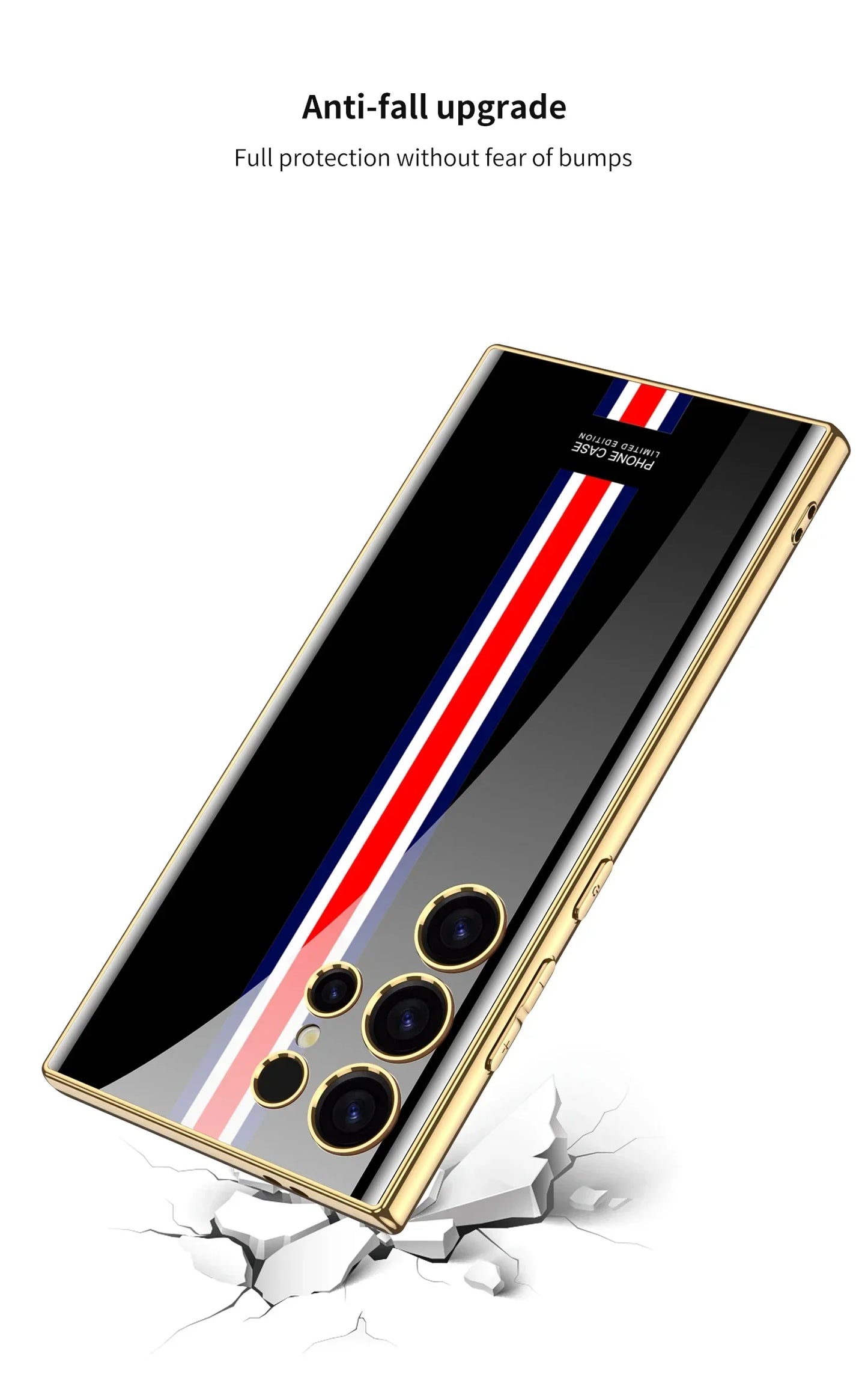 Samsung Galaxy S24 Ultra Original GKK Three Stipe Printed Super Shine Glass Case