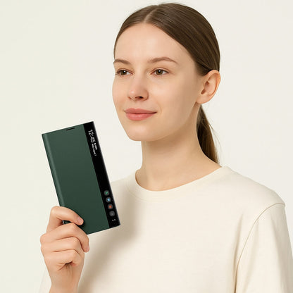 Galaxy S Series PU Leather Side Window Flip Case