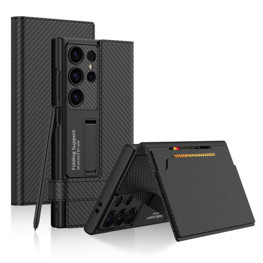 Samsung Galaxy S24 Ultra GKK Clamshell Leather Flip Wallet Case Cover - Carbon Black