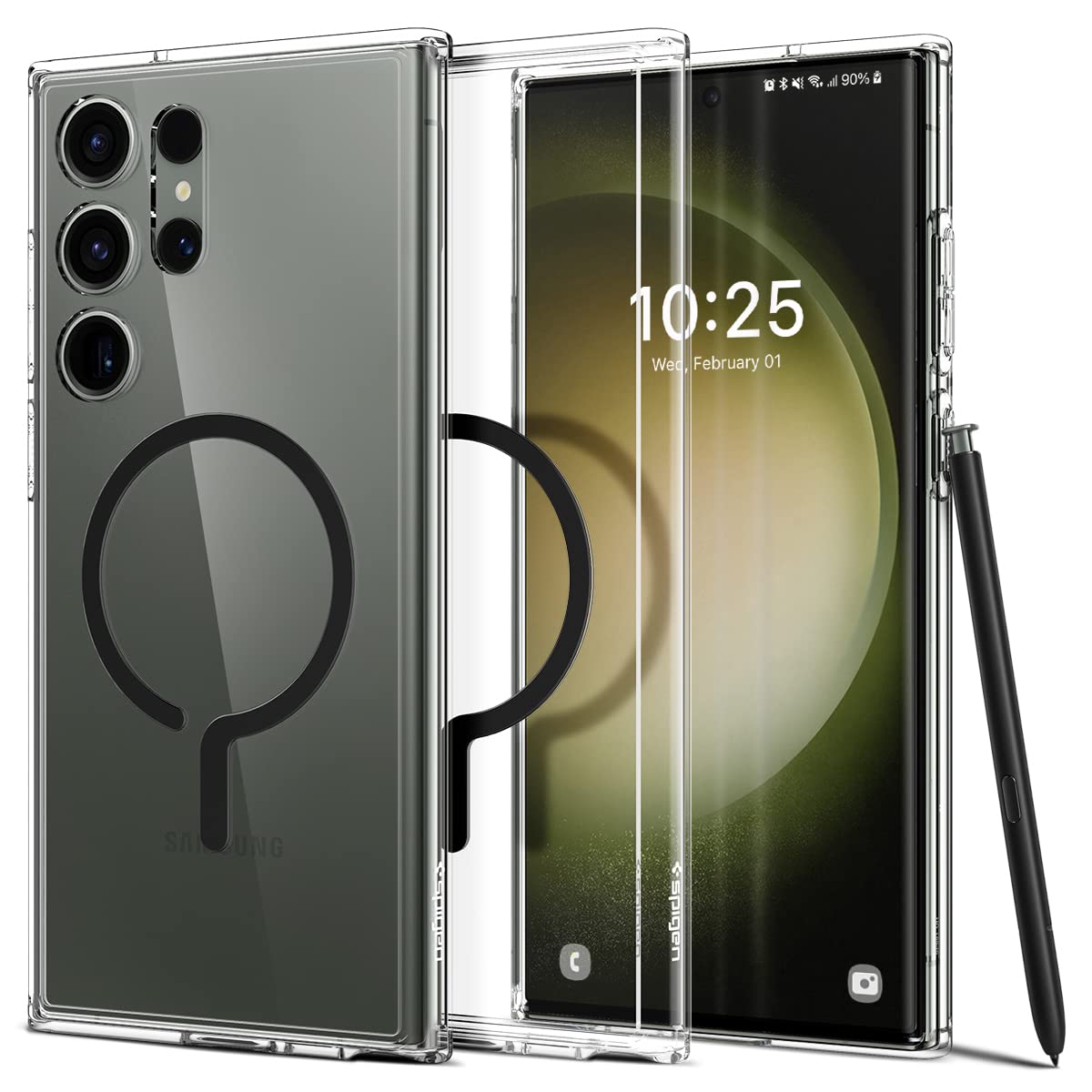 Samsung Galaxy S24 Ultra One Tap Metal Ring MagFit Hard Shell Back Cover Case