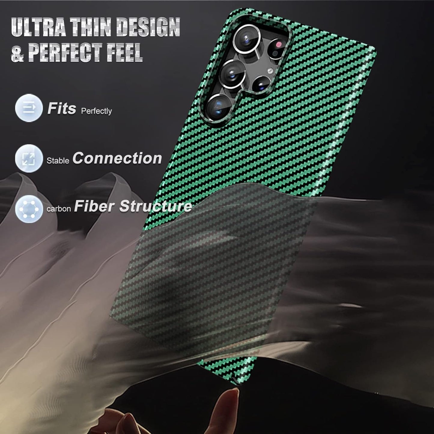Samsung Galaxy S24 Ultra Piblue Carbon Fiber Aramid Kevilar Case - Green