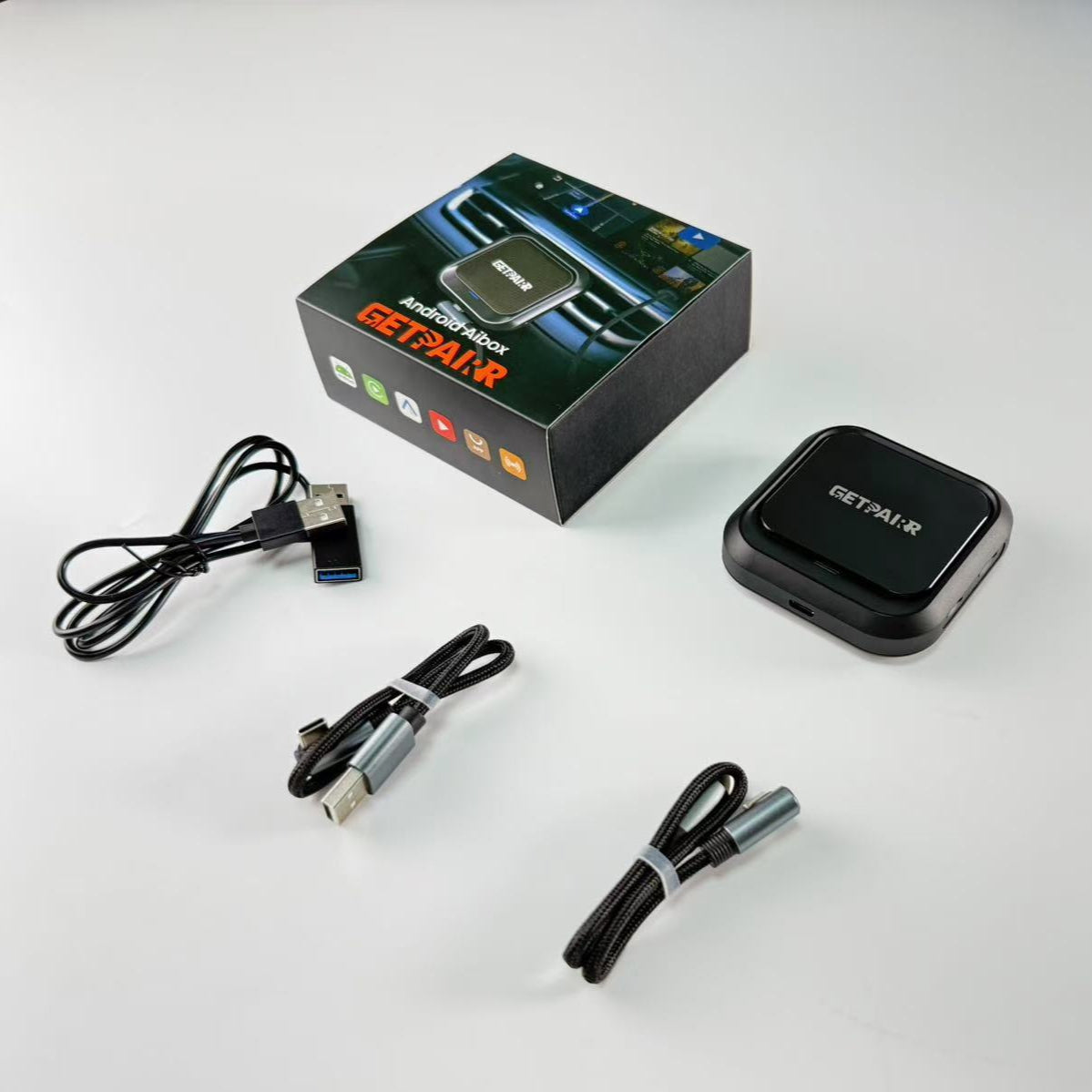 Galaxy GetPairr AI Box 2.0 (compatible with all cars ) , Android 13 ,8 Gb ram ,  128 Gb storage, Wireless | Carplay Android Auto 3 in 1