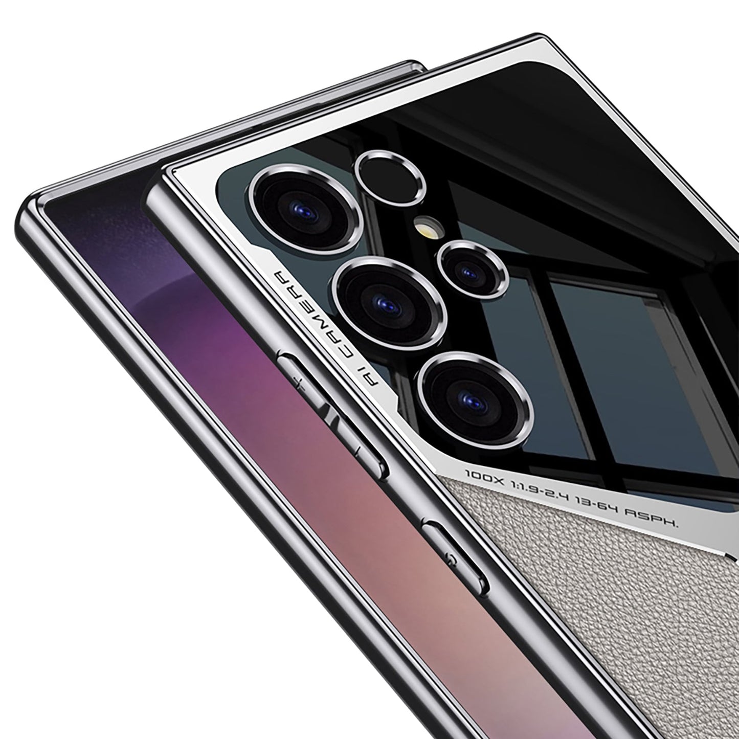 Samsung Galaxy S24 Ultra GKK Synthetic Leather Electroplating Supersonic Speed Shockproof Case - Titanium