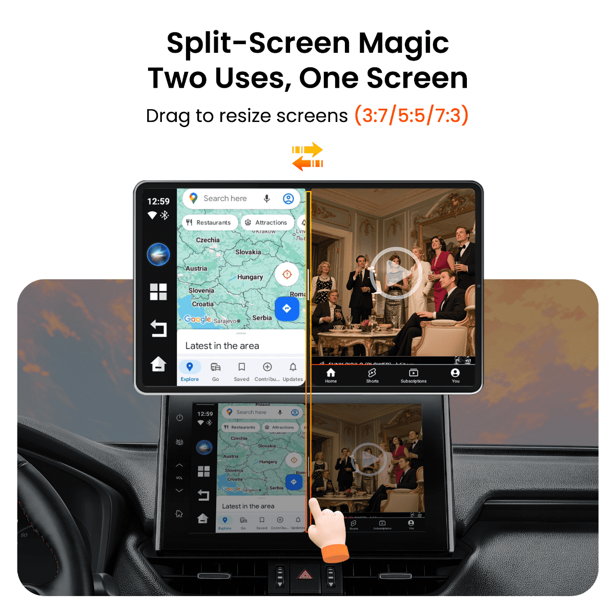 Galaxy GetPairr AI Box 2.0 (compatible with all cars ) , Android 13 ,8 Gb ram ,  128 Gb storage, Wireless | Carplay Android Auto 3 in 1