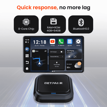 Galaxy GetPairr AI Box 2.0 (compatible with all cars ) , Android 13 ,8 Gb ram ,  128 Gb storage, Wireless | Carplay Android Auto 3 in 1