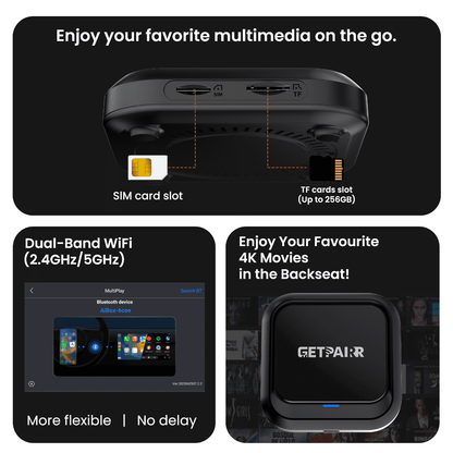 Galaxy GetPairr AI Box 2.0 (compatible with all cars ) , Android 13 ,8 Gb ram ,  128 Gb storage, Wireless | Carplay Android Auto 3 in 1