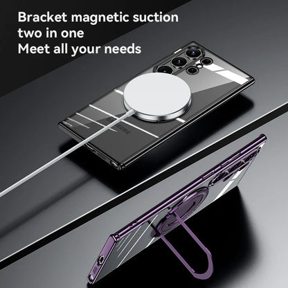 Samsung Galaxy S24 Ultra Invisible Magnetic Stand Anti Yellowing Electroplating Case - Green