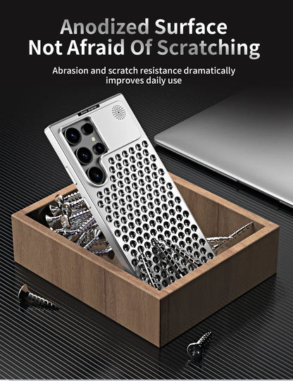 Samsung Galaxy S24 Ultra Metal Heat Dissipation Aluminum Cooling Case with Fragrance Aroma - Black