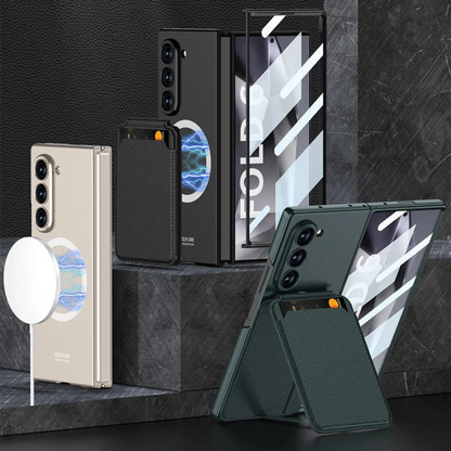 Leather Case With Magnetic Holder Wallet For Galaxy Z Fold