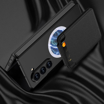 Leather Case With Magnetic Holder Wallet For Galaxy Z Fold