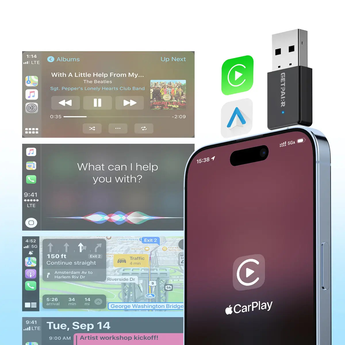2025 Galaxy GetPairr™ Magic Ultra Mini 3.0 wireless CarPlay Android Auto Adapter