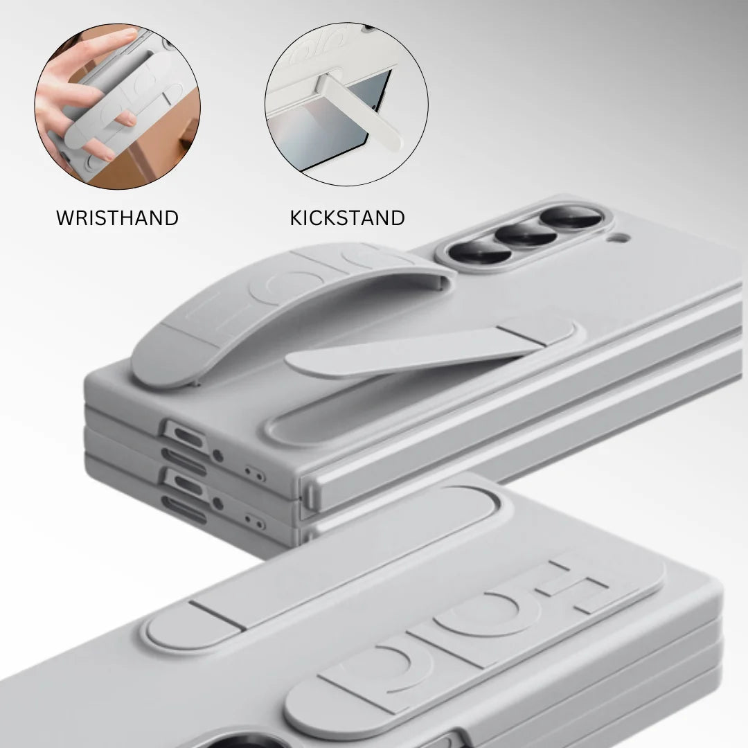 Samsung Galaxy Z Fold6 Matte Skin Feel Band & Stand Case with Inbuilt Tempered Glass - Sand