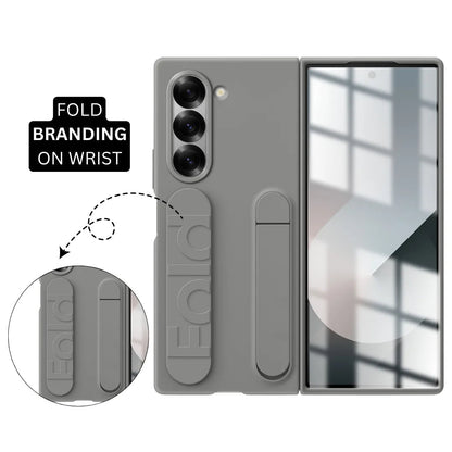 Samsung Galaxy Z Fold6 Matte Skin Feel Band & Stand Case with Inbuilt Tempered Glass - Black