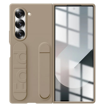 Samsung Galaxy Z Fold6 Matte Skin Feel Band & Stand Case with Inbuilt Tempered Glass - Sand