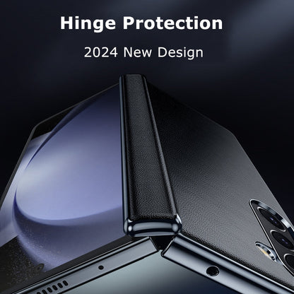 Samsung galaxy Z Fold 6 Hinge Leather Protective Case Matte Lichi Texture Shockproof Cover (No Front Frame)