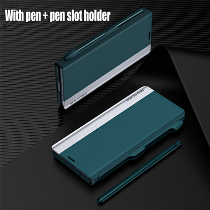 Samsung Galaxy Z Fold 6 Shockproof Leather Flip Case With S Pen Holder - Blue