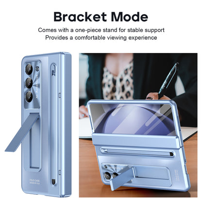 Samsung Galaxy Z Fold 6 Autofucos Electroplating Case with Kickstand, S Pen & Front Glass Protection  - Blue