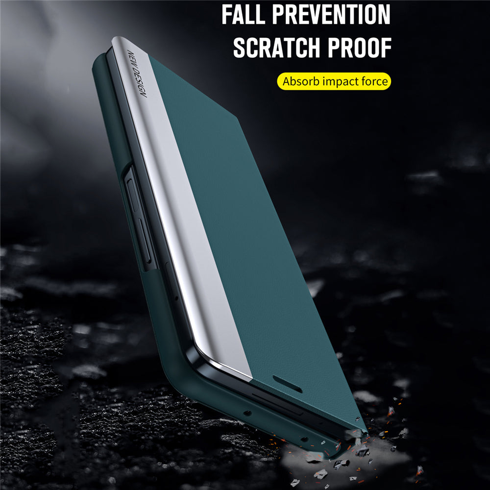 Samsung Galaxy Z Fold 6 Leather Flip Case With S Pen & Pen Holder - Green
