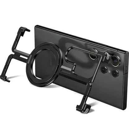 Samsung Galaxy 24 Ultra Metal Bumper Magsafe Case With Finger Ring Holder - Black