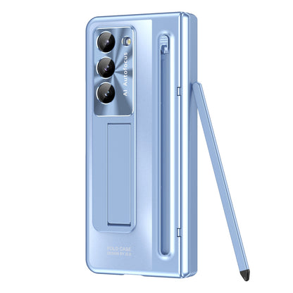 Samsung Galaxy Z Fold 6 Autofucos Electroplating Case with Kickstand, S Pen & Front Glass Protection  - Blue