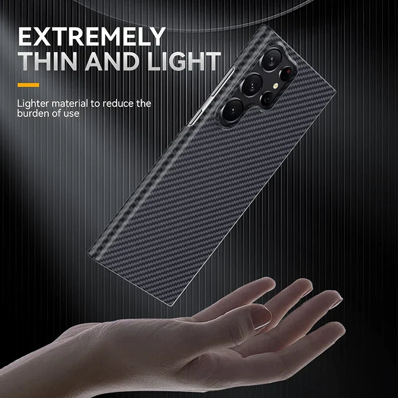 Samsung Galaxy S24 Ultra Carbon Fiber Aramid Kevilar Case - Black