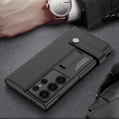 Samsung Galaxy S24 Ultra GKK Clamshell Leather Flip Wallet Case Cover - Carbon Black