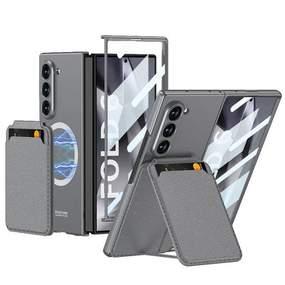 Leather Case With Magnetic Holder Wallet For Galaxy Z Fold