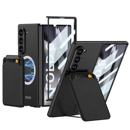 Leather Case With Magnetic Holder Wallet For Galaxy Z Fold